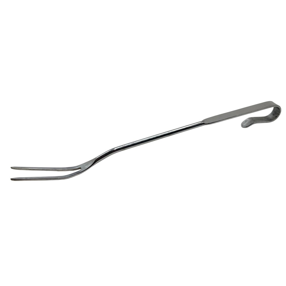 Vintage Speedy-Clean Chrome 2 Prong Cooking Meat Fork Hooked Handle Made in USA